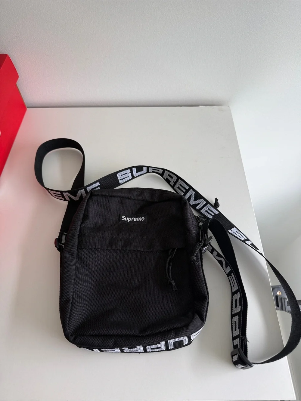 Supreme Black Small Messenger Bag with Logo Strap